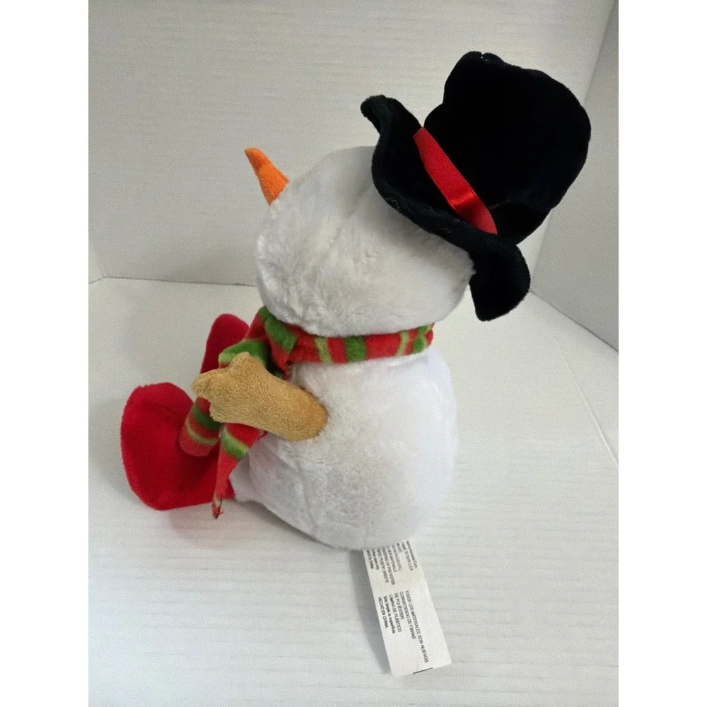 Gemmy Musical Animated Snowman Plush Toy Candy Cane Christmas Approx 11